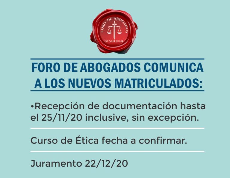 FORO DE ABOGADOS COMUNICA: