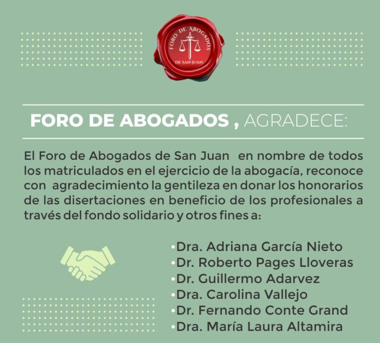 FORO DE ABOGADOS, AGRADECE: