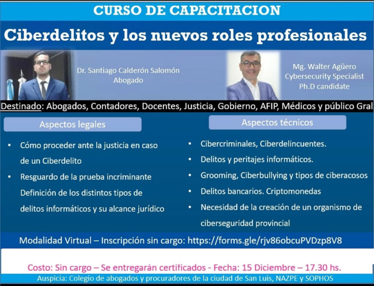 15/12: CURSO DE CAPACITACIÓN EN CIBERDELITOS