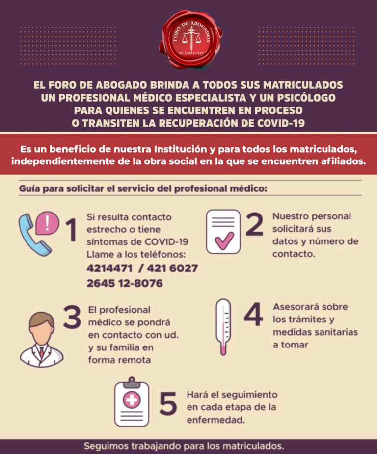 BENEFICIO DE ASISTENCIA MÉDICA Y PSICOLÓGICA PARA MATRICULADOS QUE ESTÉN EN PROCESO O TRANSITEN LA RECUPERACIÓN DE COVID-19