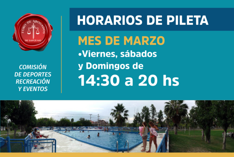 NUEVO HORARIO DE LA PILETA EN EL CLUB