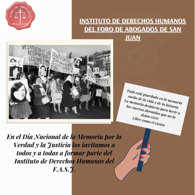 24 DE MARZO: PALABRAS CONMEMORATIVAS DEL INSTITUTO DE DERECHOS HUMANOS DEL FORO DE ABOGADOS DE SAN JUAN