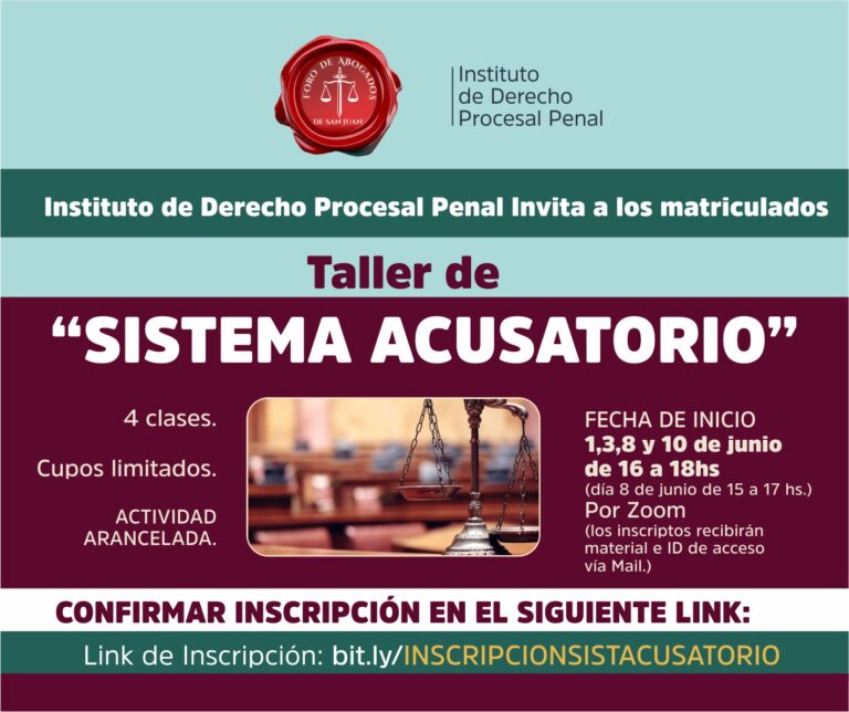 INSCRIPCIÓN TALLER SISTEMA ACUSATORIO