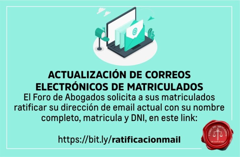 RATIFICACIÓN DE E- MAIL MATRICULADOS