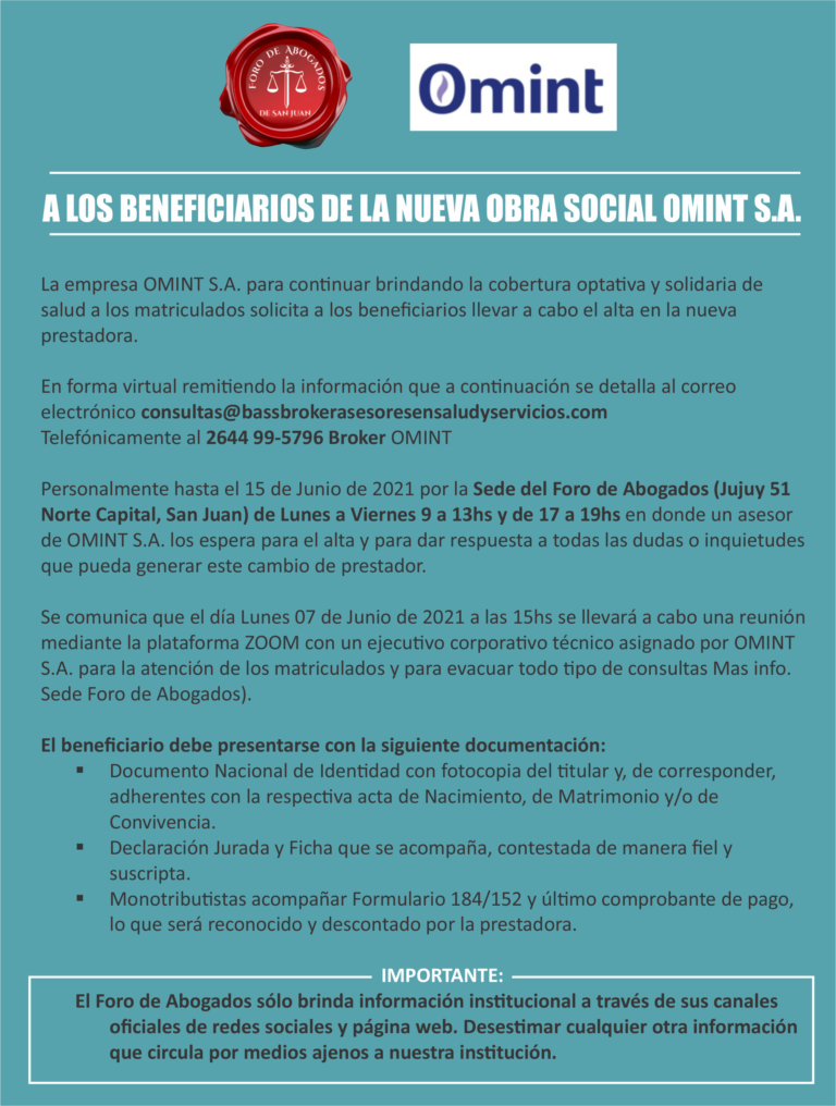 FORO DE ABOGADOS, INFORMA: