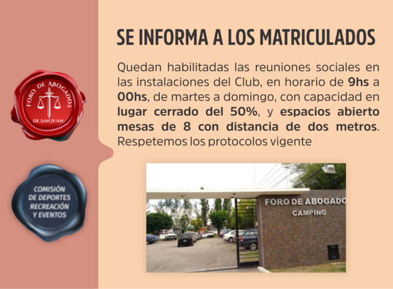 NUEVOS HORARIOS DE HABILITACIÓN DE REUNIONES SOCIALES