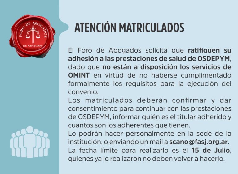 FORO DE ABOGADOS COMUNICA LOS MATRICULADOS: