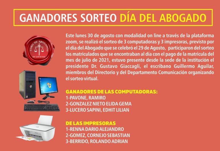 GANADORES DEL SORTEO DÍA DEL ABOGADO
