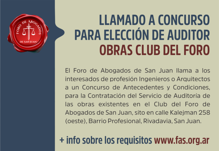 LLAMADO A CONCURSO PARA ELECCIÓN DE AUDITOR