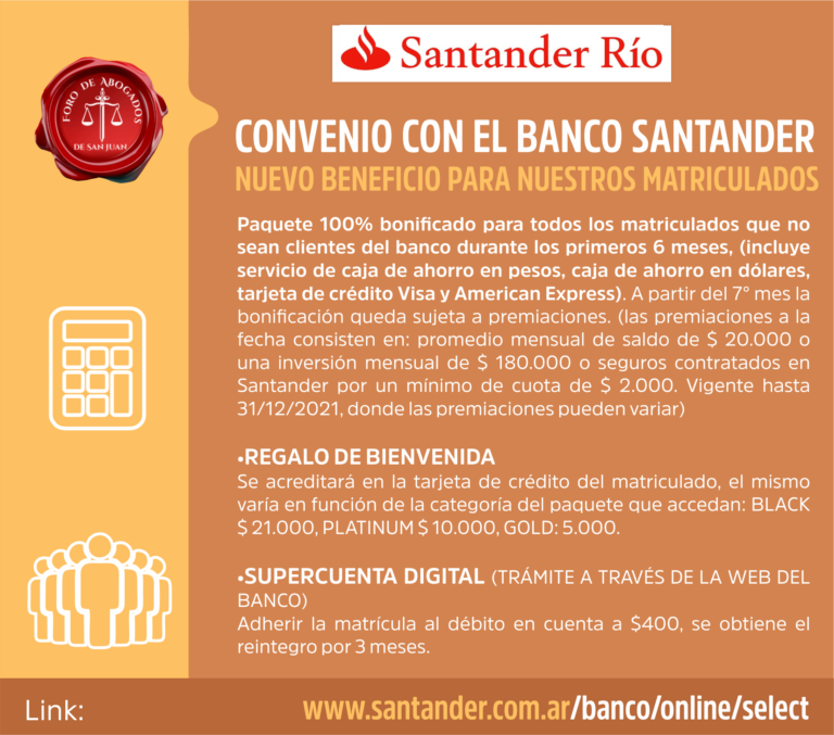 CONVENIO CON EL BANCO SANTANDER