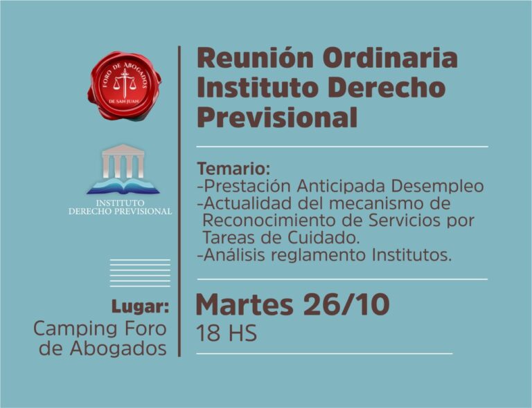 REUNIÓN ORDINARIA INSTITUTO DE DERECHO PREVISIONAL