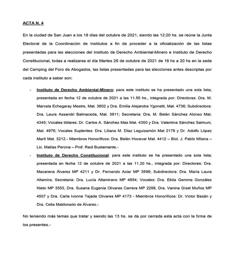 OFICIALIZACIÓN DE LISTAS