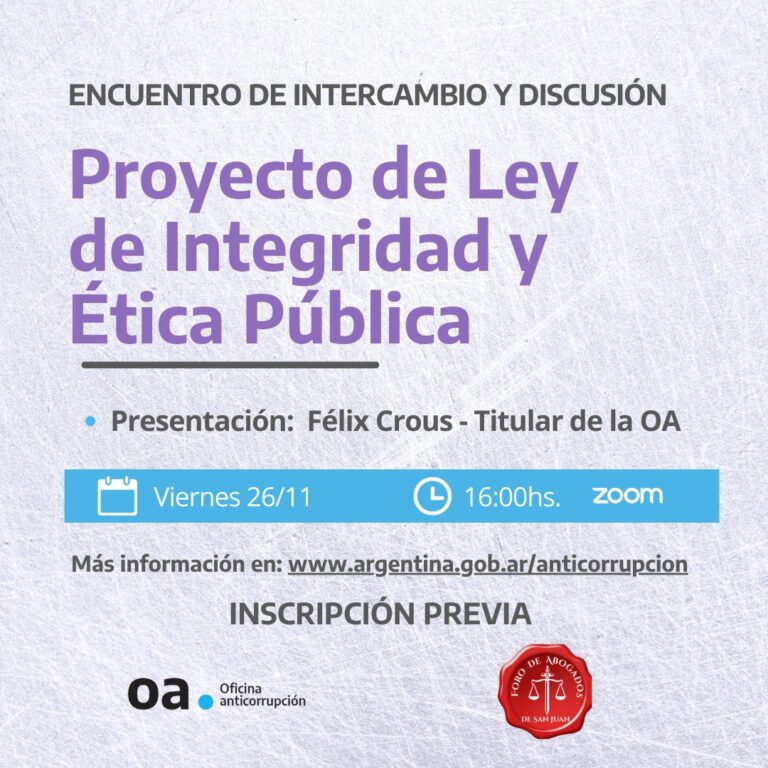 ENCUENTRO DE INTERCAMBIO Y DISCUSIÓN SOBRE EL PROYECTO DE LEY DE INTEGRIDAD Y ÉTICA PÚBLICA.