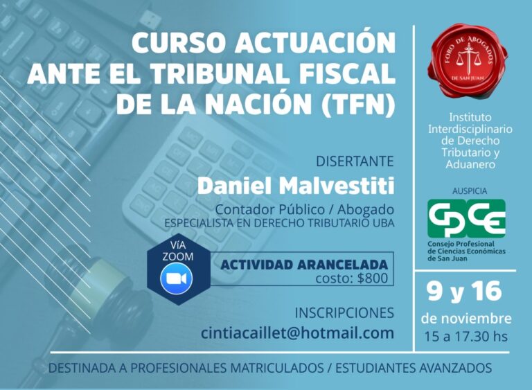 CURSO ACTUALIZACIÓN ANTE EL TRIBUNAL FISCAL DE LA NACIÓN