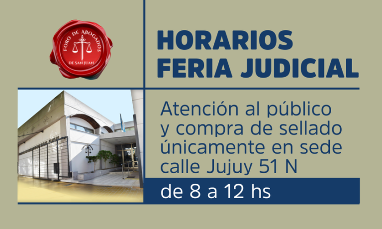 NUEVOS HORARIOS FERIA JUDICIAL