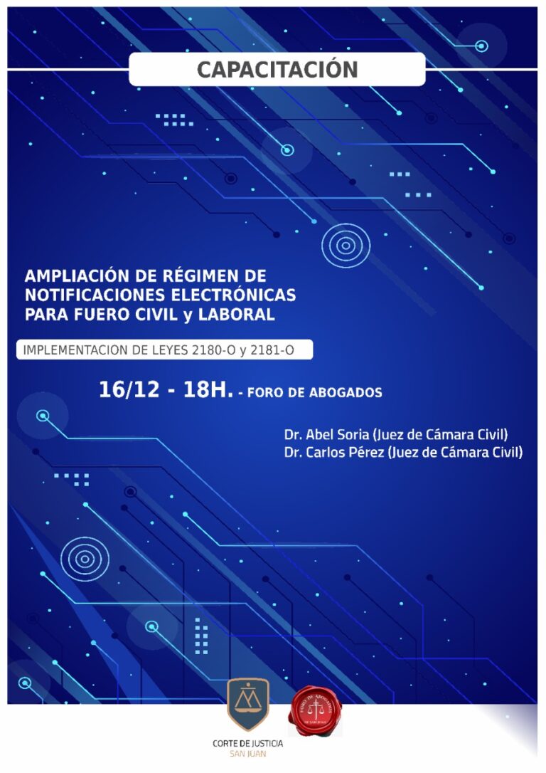 PRÓXIMA CAPACITACIÓN EN NOTIFICACIÓN ELECTRÓNICA