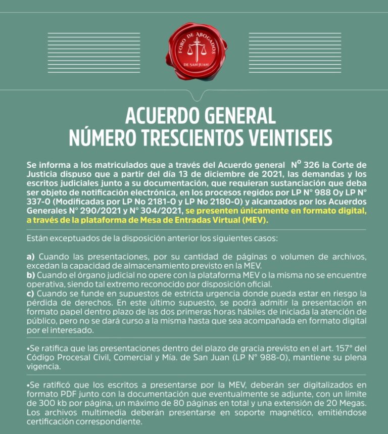 ACUERDO GENERAL NÚMERO TRESCIENTOS VEINTISEIS