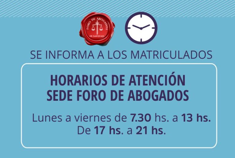 HORARIOS FORO DE ABOGADOS