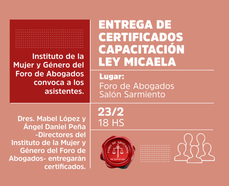 ENTREGA DE CERTIFICADOS CAPACITACIÓN LEY MICAELA