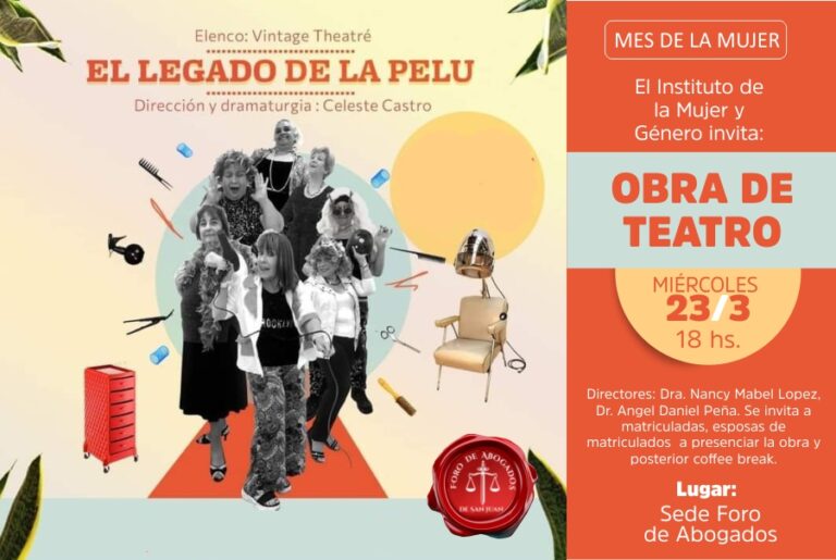 INSTITUTO DE LA MUJER Y GÉNERO, INVITA OBRA DE TEATRO