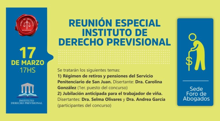INSTITUTO DE DERECHO PREVISIONAL, INVITA REUNIÓN ESPECIAL