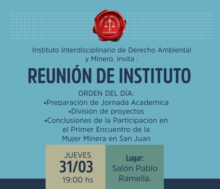 INSTITUTO INTERDISCIPLINARIO DE DERECHO AMBIENTAL Y MINERO, INVITA: