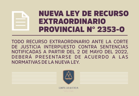 NUEVA LEY DE RECURSO EXTRAORDINARIO PROVINCIAL N° 2353-O