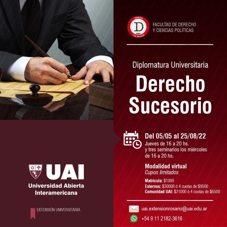 DIPLOMATURA UNIVERSITARIA DE DERECHO SUCESORIO 2022 DE LA UNIVERSIDAD ABIERTA INTERAMERICANA