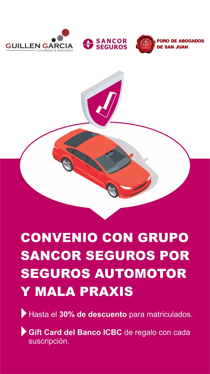 CONVENIO CON GRUPO SANCOR SALUD POR SEGUROS AUTOMOTOR Y MALA PRAXIS