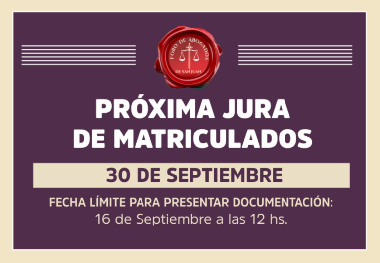 PRÓXIMA JURA DE MATRICULADOS
