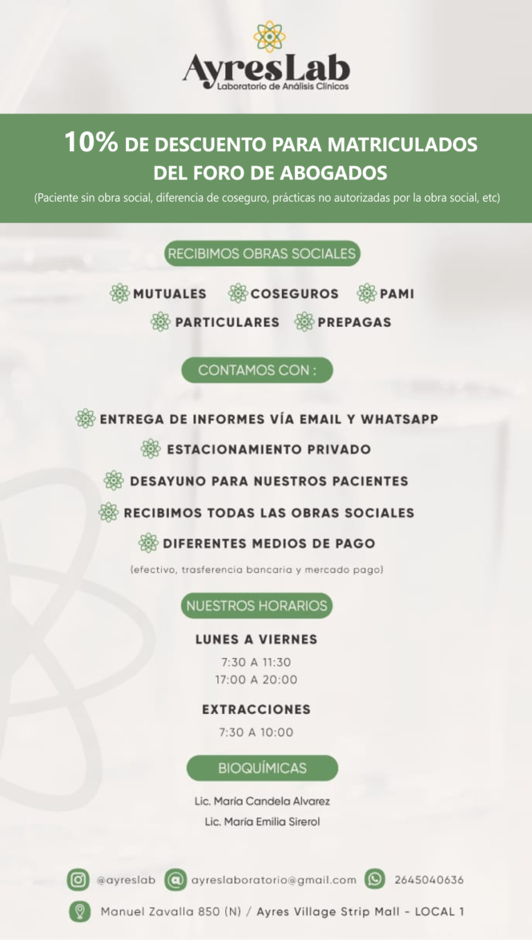 10% DE DESCUENTO PARA MATRICULADOS DEL FORO DE ABOGADOS