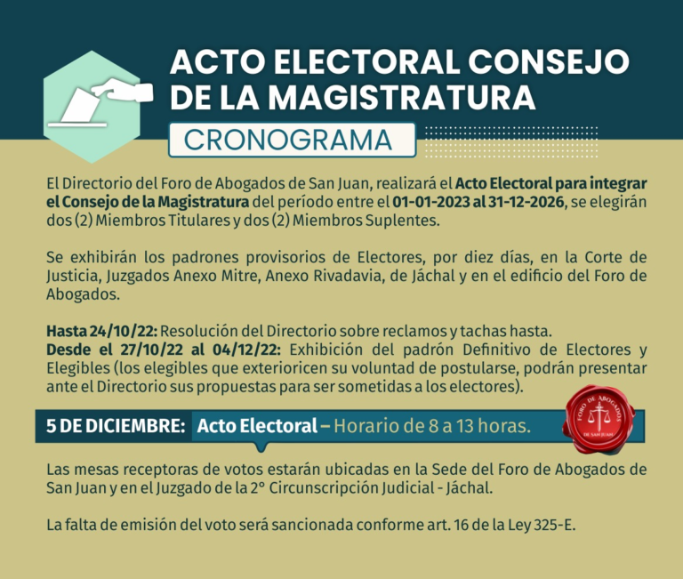 FORO DE ABOGADOS, INFORMA: