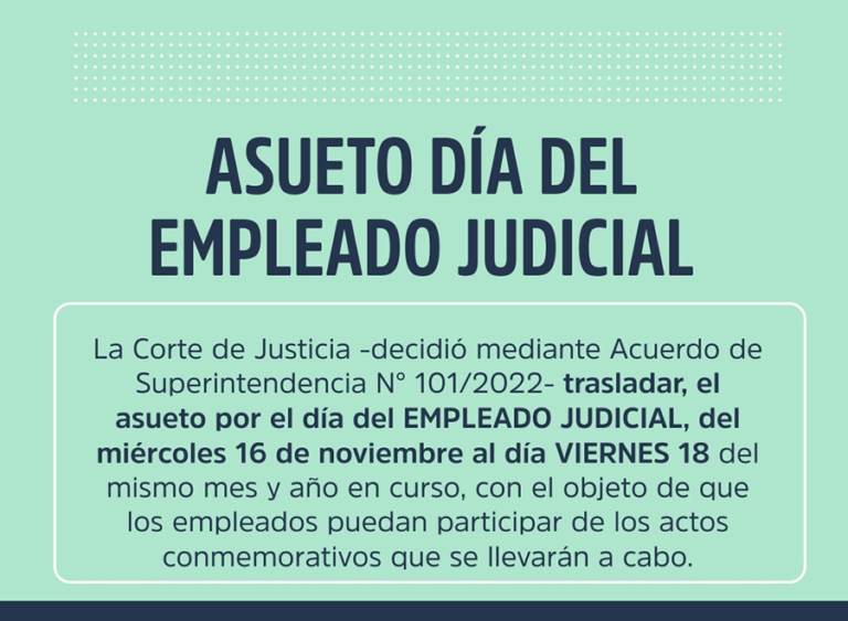ASUETO DÍA DEL EMPLEADO JUDICIAL