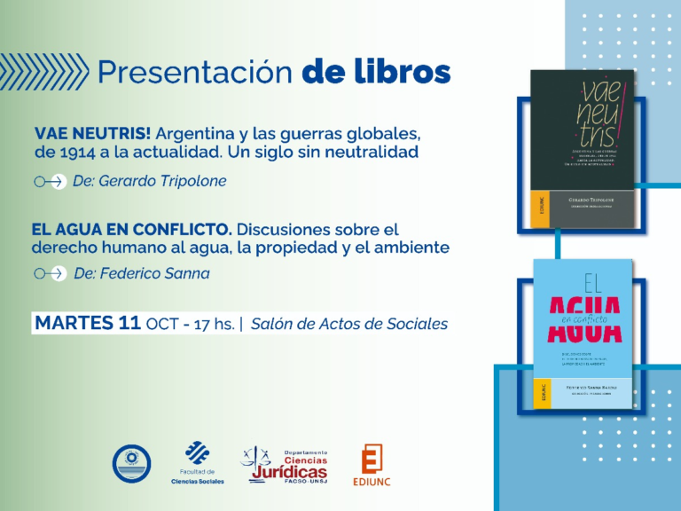 SE INVITA A LOS MATRICULADOS/AS A LA PRESENTACIÓN DE LIBROS DE INVESTIGADORES DE SOCIALES