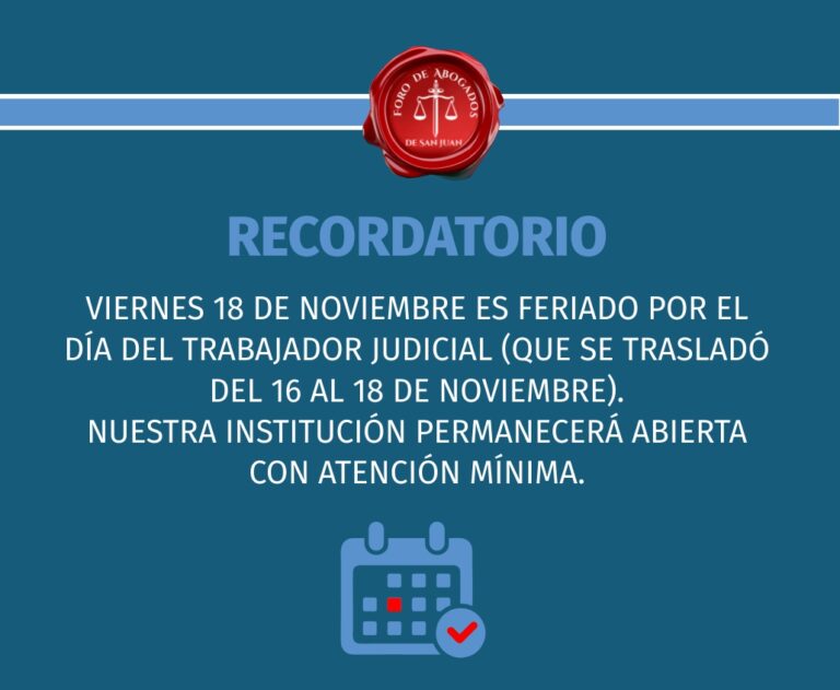 ATENCIÓN DEL FORO DURANTE EL FERIADO JUDICIAL