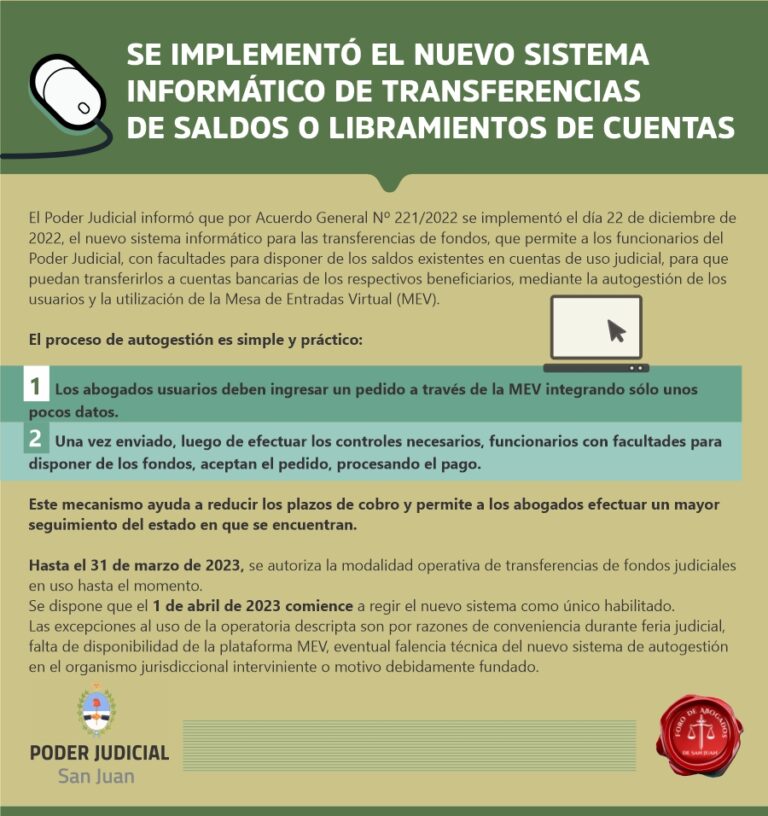 SE IMPLEMENTÓ EL NUEVO SISTEMA INFORMÁTICO DE TRANSFERENCIAS DE SALDOS O LIBRAMIENTOS DE CUENTAS