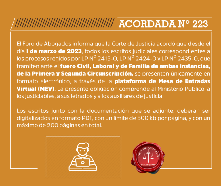 ACORDADA N° 223