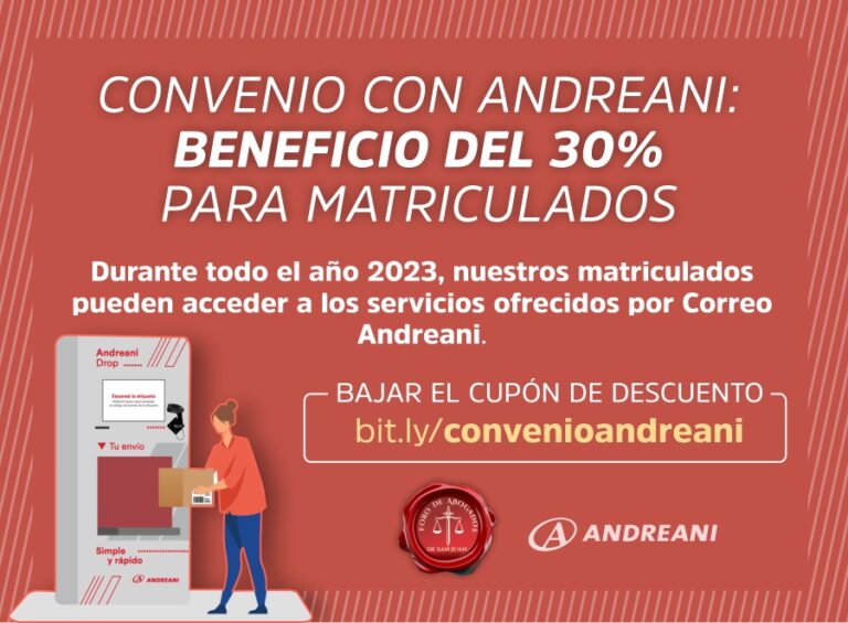 CONVENIO CON ANDREANI: BENEFICIO DEL 30% PARA MATRICULADOS