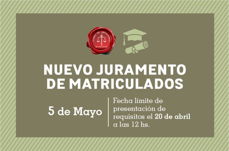 PRÓXIMA JURA DE MATRICULADOS