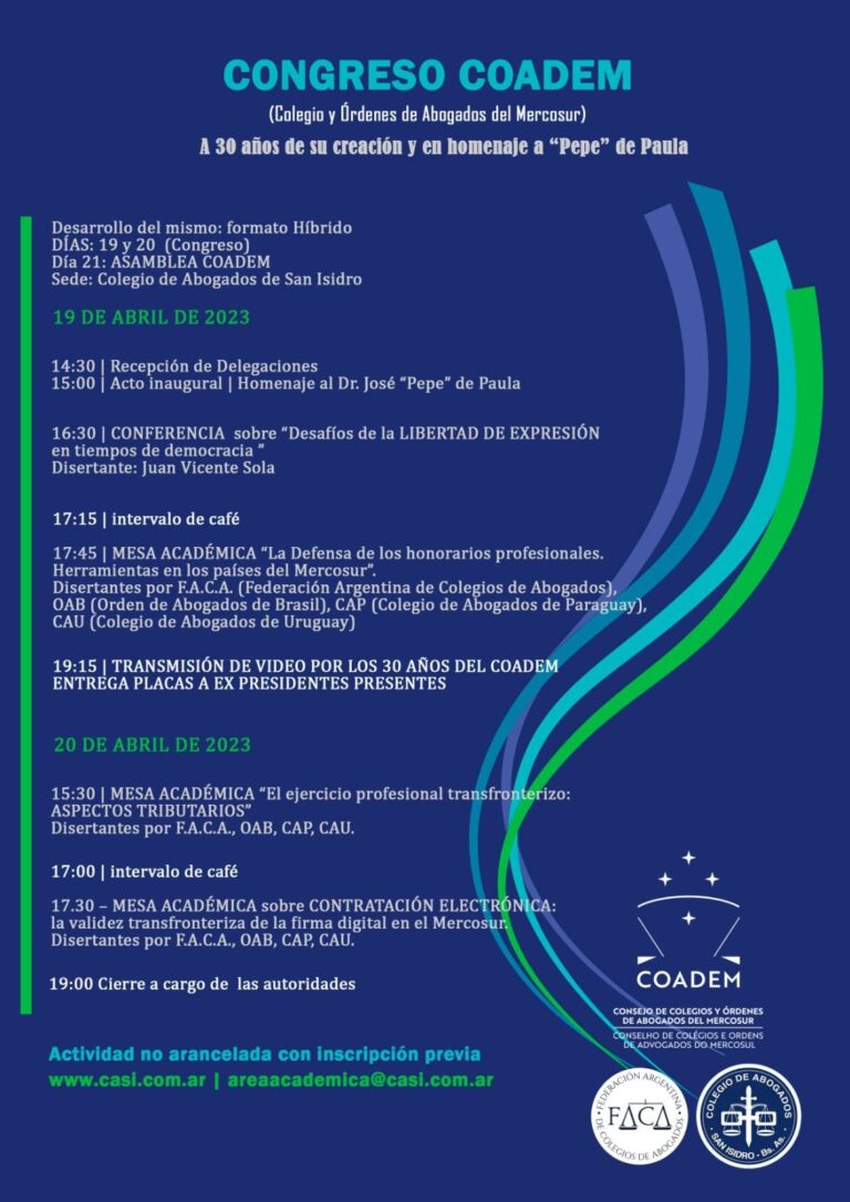 CONGRESO COADEM (COLEGIOS Y ORDENES DE ABOGADOS DEL MERCOSUR)