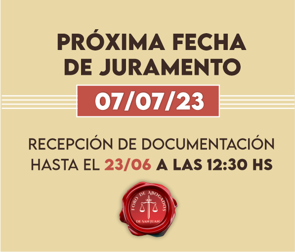 PRÓXIMA JURA DE MATRICULADOS
