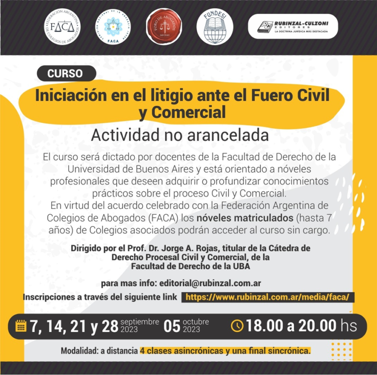 CURSO “INICIACIÓN EN EL LITIGIO ANTE EL FUERO CIVIL Y COMERCIAL”