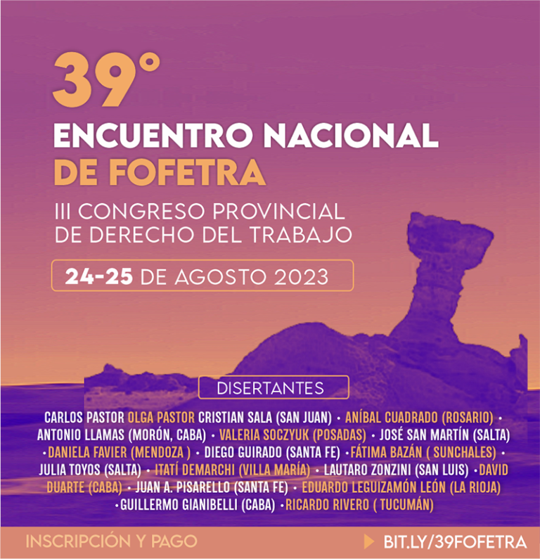 39° ENCUENTRO NACIONAL DE FOFETRA. PROGRAMA Y DISERTANTES