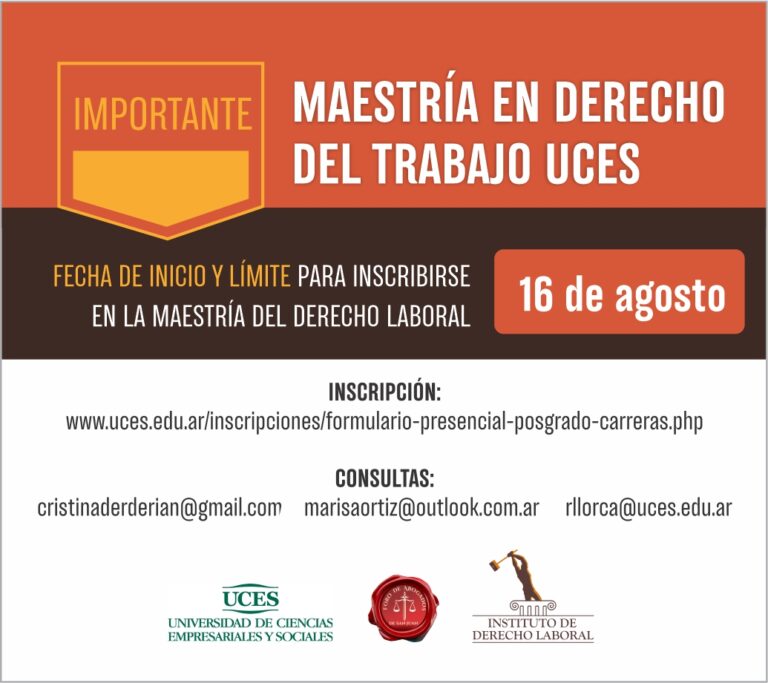 FECHA LÍMITE PARA INSCRIBIRSE A LA MAESTRÍA