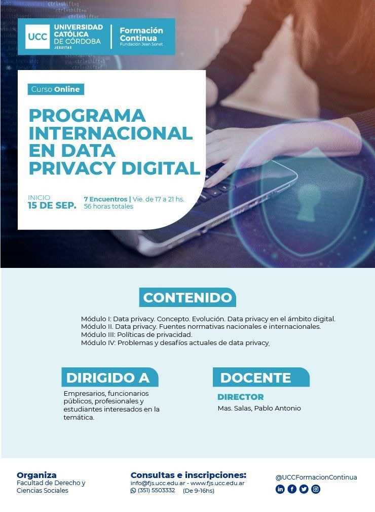 UCC. PROGRAMA INTERNACIONAL EN DATA PRIVACY DIGITAL