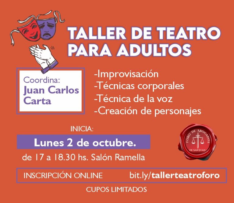 TALLER DE TEATRO. CUPOS LIMITADOS