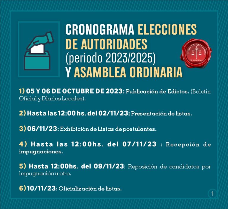 CRONOGRAMA ELECCIONES DE AUTORIDADES Y JURADO DE ENJUICIAMIENTO Y REGLAMENTO ELECTORAL