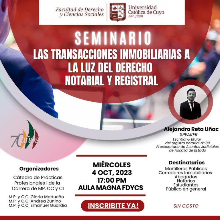 SEMINARIO  “LAS TRANSACCIONES INMOBILIARIAS A  LUZ DEL DERECHO NOTARIAL Y REGISTRAL”