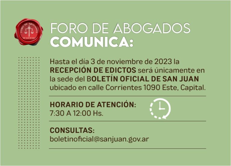 FORO DE ABOGADOS, COMUNICA: