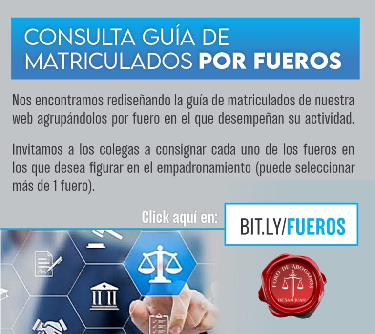 Consulta Guía de matriculados por Fueros.